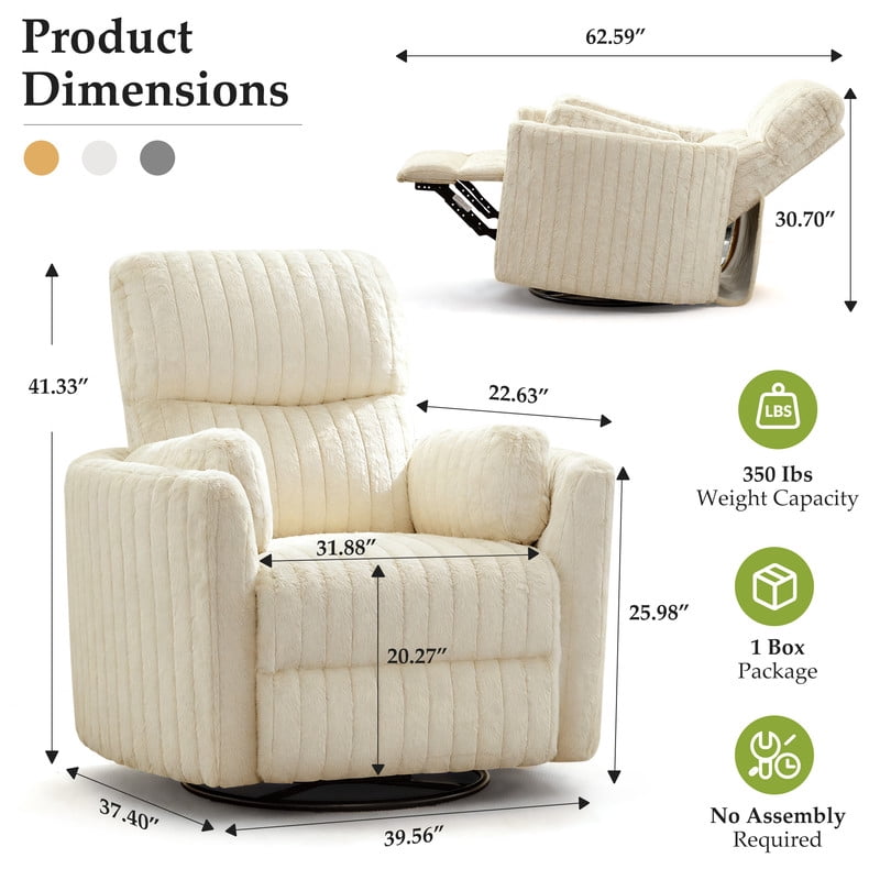 ATHOPE Powered Recliner Chair, Comfy Rocking Chair Nursery with USB Ports, Modern Velvet Swivel Glider Rocking Chair with High Back Deep Seat, for Living Room Small Space, Beige