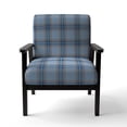 thumbnail image 3 of Designart "Blue Checked Tartan" Upholstered Patterned Accent Chair and Arm Chair, 3 of 5