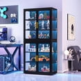 thumbnail image 4 of Ero 68" Tall Display Cabinet with Glass Doors and RGB LED Light for Collectibles, Books, Bags, Toys, Glass Display Case, Storage Cabinets, Black, 4 of 9