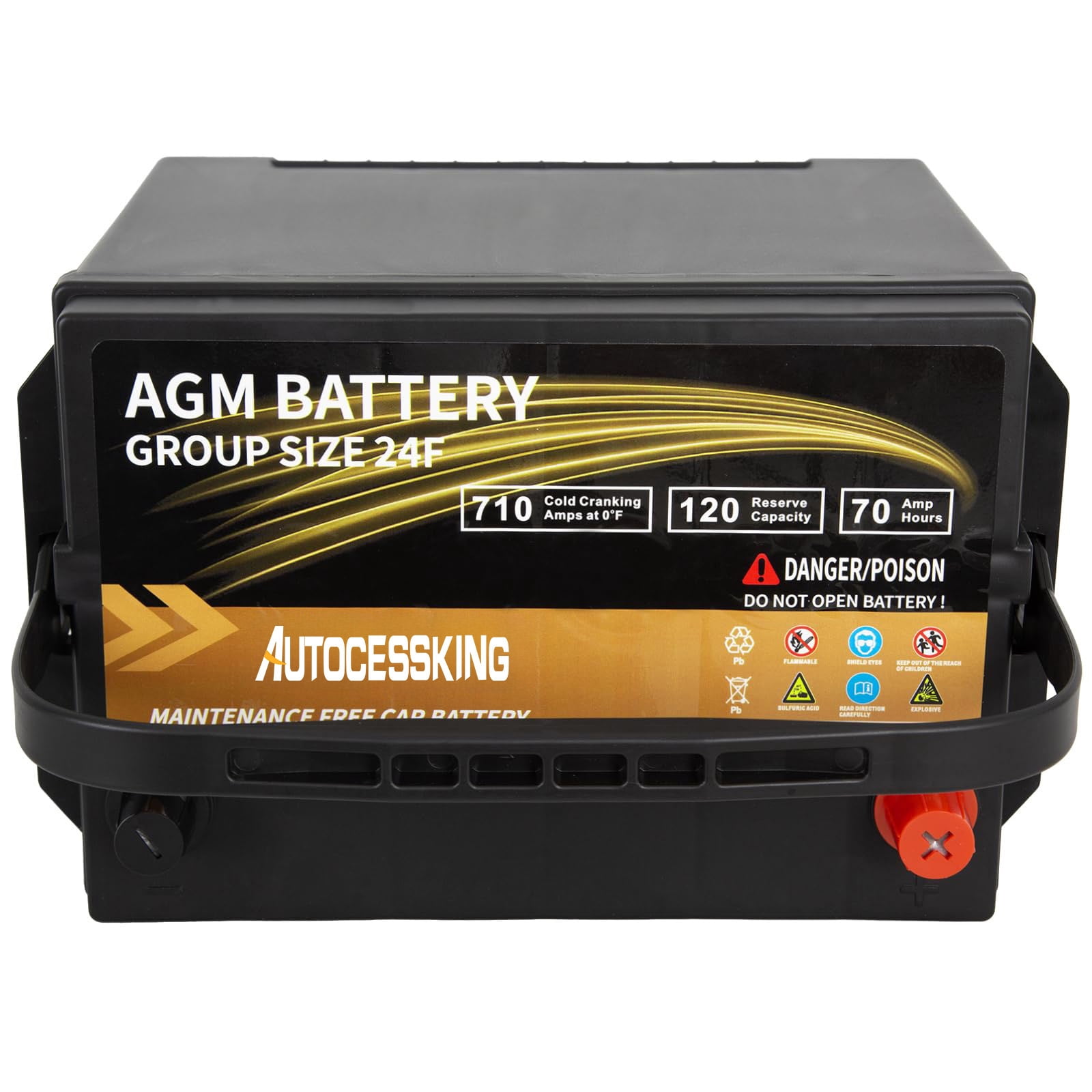Autocessking Platinum AGM Battery, Group 24F Rechargeable Automotive Batteries for Car, 12 Volt 710 CCA 70Ah 120RC