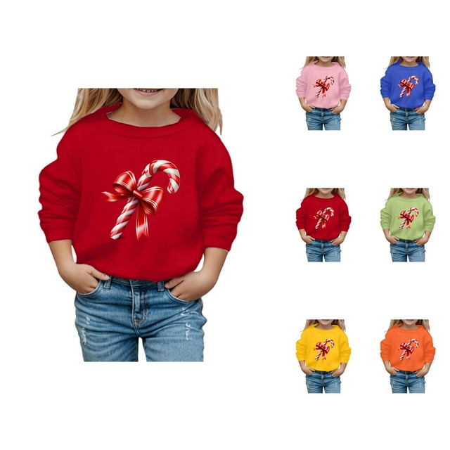 Chandails en Molleton de Noël pour Enfants 2025 Manches Longues Col Rond Graphique de Vacances pour Garçons Filles Chandail Tops