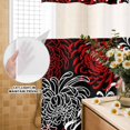 thumbnail image 3 of No Hook Shower Curtain, Red White Shower Curtains for Bathroom with See Through Top Window, Abstract Black Chrysanthemum Flower Floral Waterproof & Washable Bath Curtain Stall 48"x72", 3 of 9