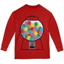 Candy Gumball Machine Costume Youth Long Sleeve T Shirt Red YMD