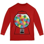 Candy Gumball Machine Costume Youth Long Sleeve T Shirt Red Youth X-SM