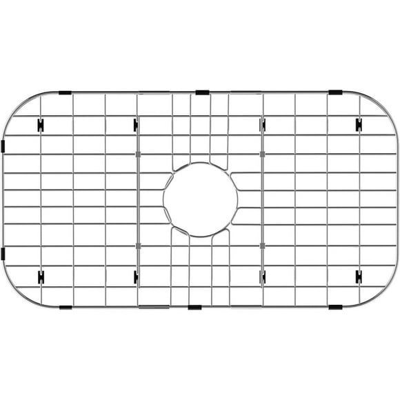 Protecteurs d'Évier à Grille 26"L x 14-1/8 Pouces L, Évier de Cuisine avec Drain Centré et Coin Arrondi 3-1/2 Pouces, Étagère en Acier Inoxydable pour Évier de Cuisine, Étagère Inférieure pour Évier