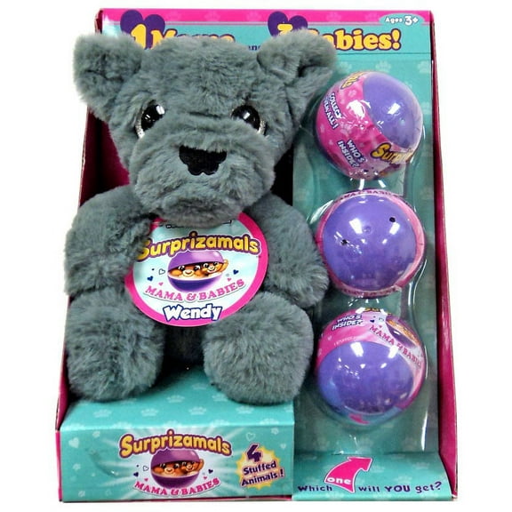 Surprizamals Mama & Baby Wendy Mystery Pack Set (Wolf Plush & 3 Packs)