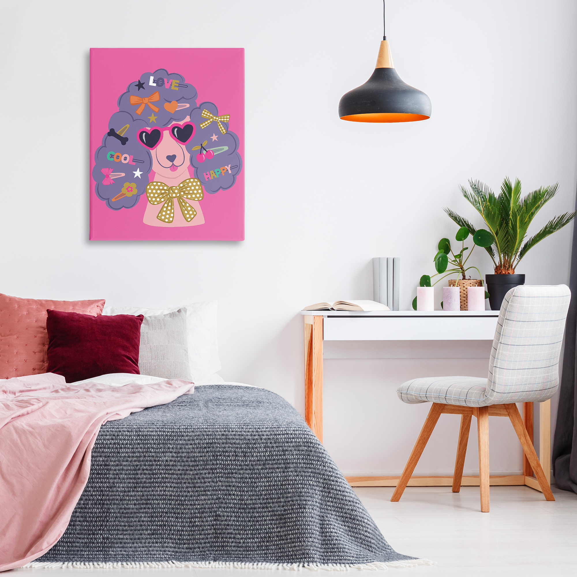 Stupell Industries Poodle with Hair Baubles Animals Painting Wrapped Canvas Art Print Wall Art, 30 x 40