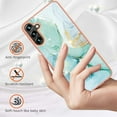 thumbnail image 3 of SaniMore for Samsung Galaxy A15 6.5" 2023 Case with Wireless Charging Shockproof TPU Backplane Glitter Marble Pattern Fashion Design Anti-drop Anti-fingerprint Skin-feel Cover, Green, 3 of 5