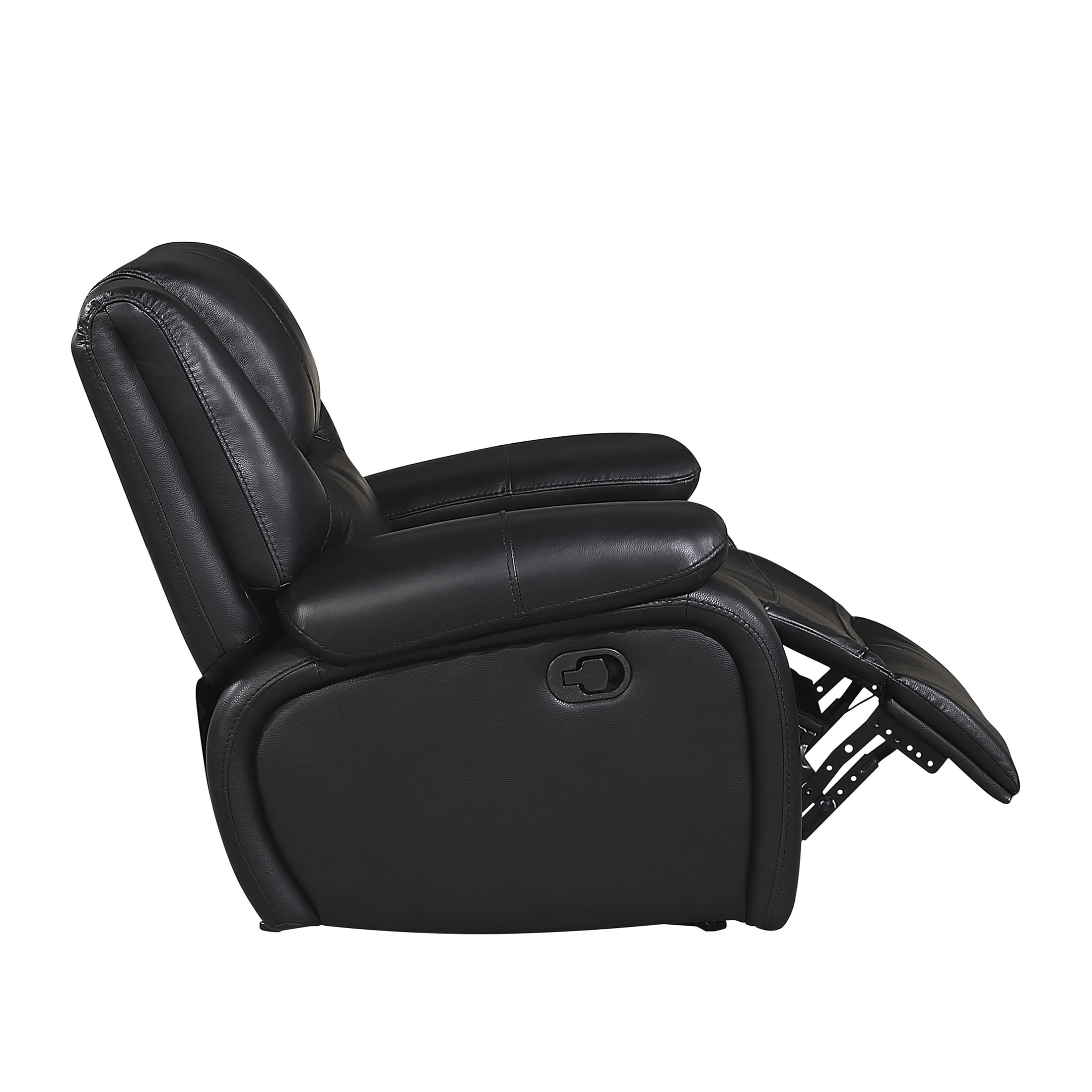 OakvillePark Arlisse Leather Match Manual Glider Reclining Chair, Black