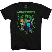 Minecraft Mover Shaker with Steve Alex Zombie and Creeper, Youth / Kids Black T-Shirt