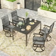 thumbnail image 2 of POTEBAN 5-Piece Outdoor Dining Set with High-Back Padded Swivel Chairs & Iron Rectangle Table for 4-Person, Black & Dark Grey, 2 of 7