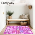 thumbnail image 3 of ODIKA 5'x7' Machine Washable Non-Slip Area Rug, Joyful Character Study Fuzzy Intellectual Growth Preschool Sanctuary High Traffic Rug, Pink, 687446, 3 of 7