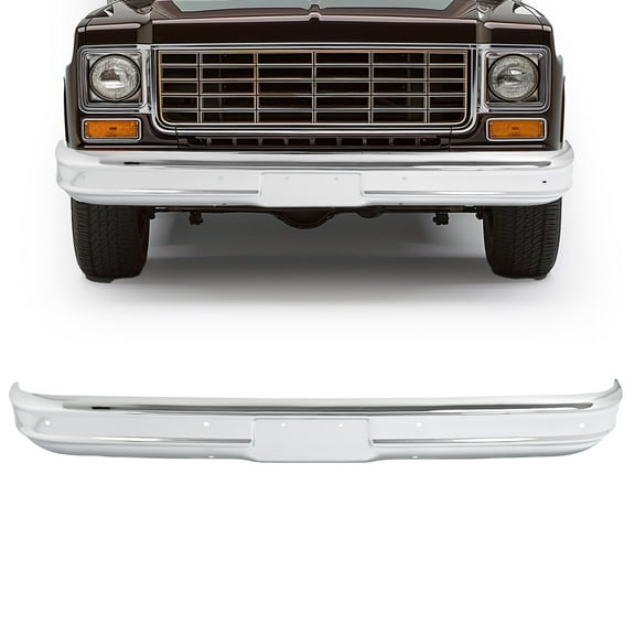 KOJEM Front Bumper Face Bar, Fit for 1975-1980 Chevrolet C10,K10 Steel Chrome Silvery