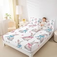 thumbnail image 3 of Erosebridal Bow Bowknot Kids Full Size Sheets, Bunnies Animals Bed Sheets, 4-Piece, 3 of 5