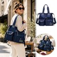 thumbnail image 2 of FSAGAE Multi-Pocket Travel Bag Nylon Tote Lightweight Handbag Blue Waterproof Large-Capacity Durable, 2 of 5