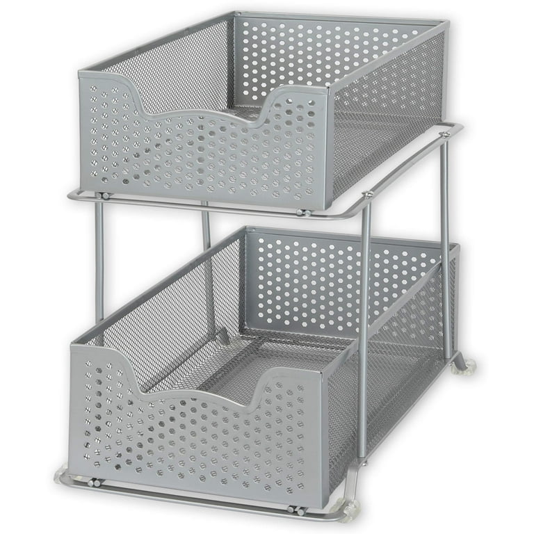  2 Pack SimpleHouseware 2 Tier Can Rack, Silver : Home & Kitchen