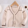 thumbnail image 2 of Fjofpr 50% off Clear! Toddler Boy Clothes Clearance Under $10 Toddler Boy Clothes 3T Winter Girls Knitted Cardigan Sweater V-neck Jacket Striped Long Sleeve Top, 2 of 3