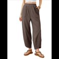 thumbnail image 1 of Pantalones Anchos y Holgados para Mujer, Estilo Palazzo Harén, Informales, con Cintura Elástica y Bolsillos. Café M, 1 of 10