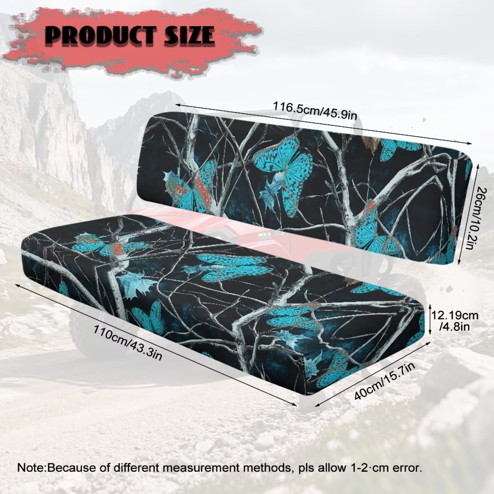 Yuyamidu Blue Butterfly Mule Bench Seat Cover Compatible with Kawasaki Mule 4010 4x4 FE 2025 2023 2022 2021 / Kawasaki Mule 4010 4x4 SE 2018 2017 2016, Camo Hunting UTV Seat Cover Accessory Part