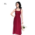thumbnail image 1 of Vestido midi plisado, sin mangas, de color sólido, con cintura alta, vestido informal, rojo vino, XL Monstrate AP001458-07B, 1 of 7