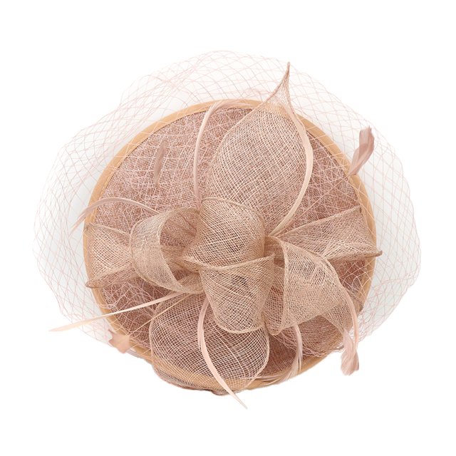 Diadema de Pelo Zulema Sombrero Floral con Velo de Malla Estilo Años 20 Vintaje Rosado
