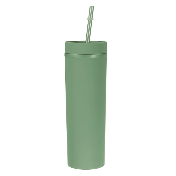 Vaso Flaco Unique Bargains 16Oz Verde Claro Reutilizable Doble Pared