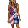 thumbnail image 1 of DPTALR Independence Day Femmes Casual Imprimé Sans Manches Camies V-Cou Mini Robe, 1 of 5