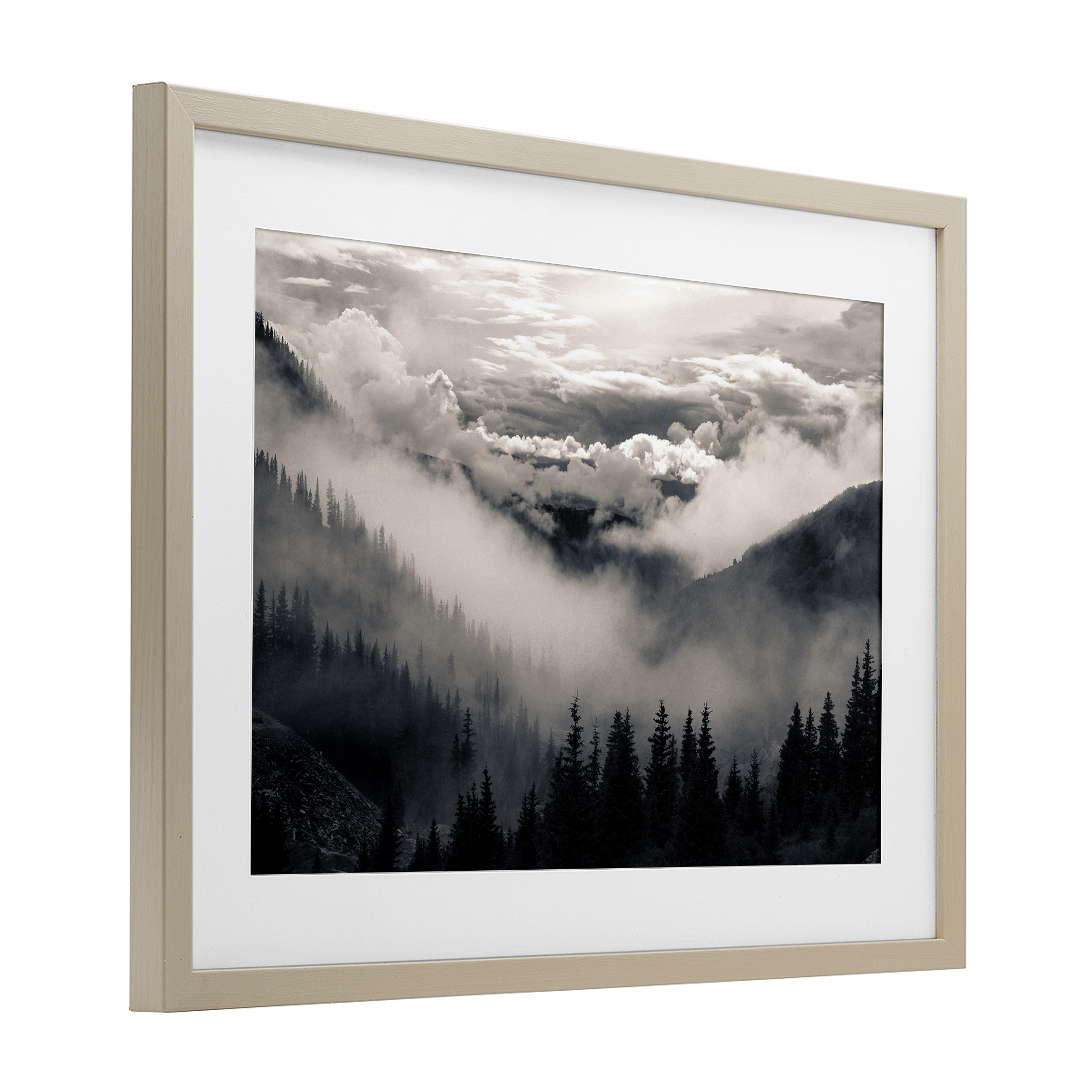 Billowing Fog Atmosphere Birch Framed Print Under Glass, design by Decent Exposures
