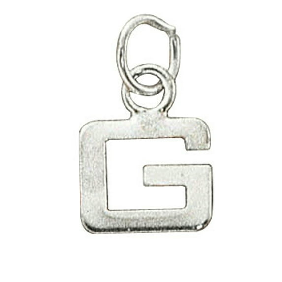 Sterling Silver 18" .8mm Box Chain Lined Letter G Pendant Necklace