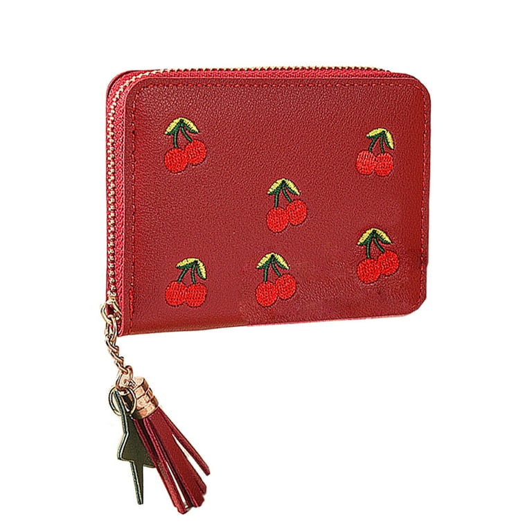 Mini Faux Leather Bifold Cute Zipper Clutch Wallet Handbag for