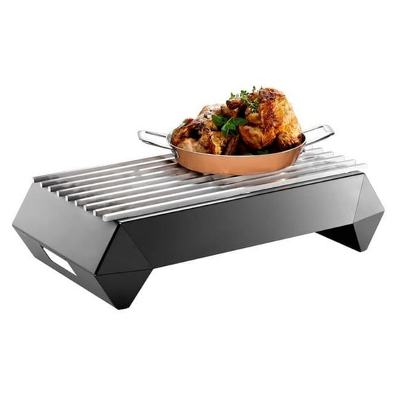 Rosseto SK047 7 in. Diamond Multi Chef Black Frame with Burner, Fuel Holder & Grill, Set of 6