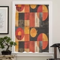 thumbnail image 4 of Red Orange Geometric Semi Sheer Curtains Drapes for Living Room, Bedroom, French Doors Window 72 Inches Long, Vintage Oil Painting Abstract Art Rod Pocket Chiffon Curtain Drapery Voile Drape Panel, 4 of 6