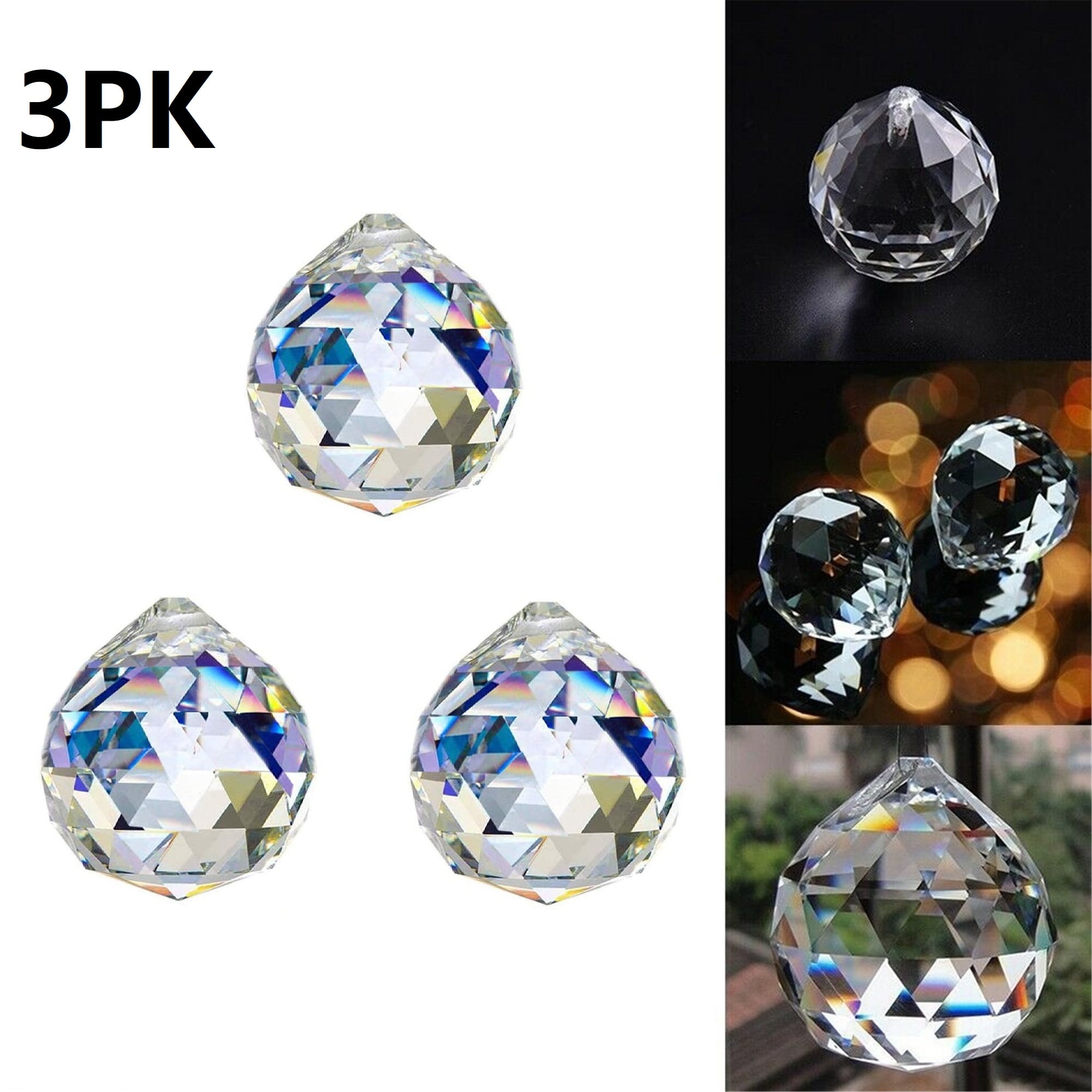 Handmade Crystal Chakra Rainbow Chain Suncatcher 20mm Balls Prism Angel Pendant 
