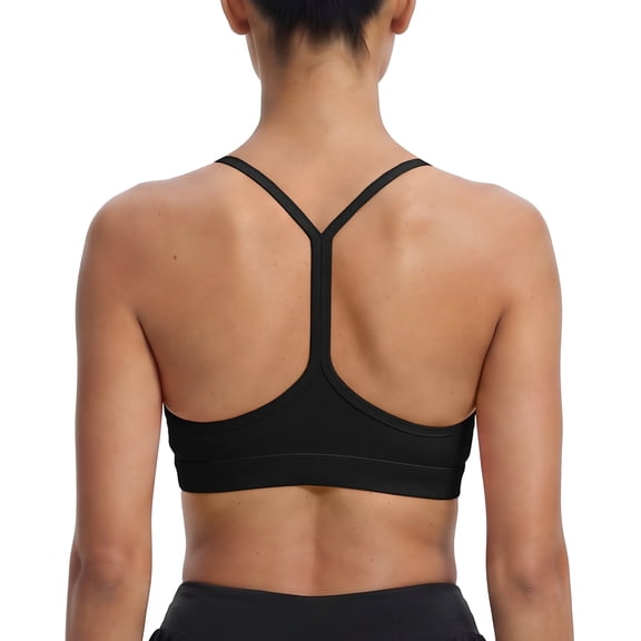 RUNNING GIRL Women's Padded Y-Back Sports Bra Low Impact Spaghetti Strap for Yoga Workout Top