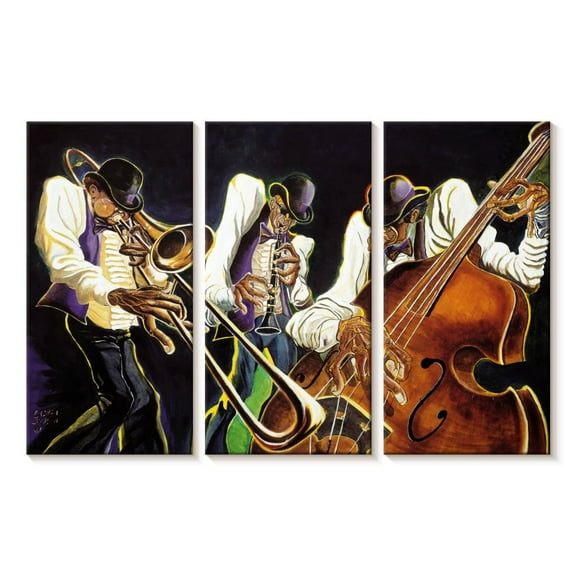 Elephant Stock Jamming I Wall Art - Horizontal Multi Panel Canvas - Living Room Wall Decor - Music Multi Panel - Black And Purple Decor By Steven Johnson - 23" x 14"