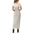 thumbnail image 3 of VESTIDO MAXI DE SUÉTER RAYADO DE MANGA CORTA CON CUELLO EN U DE INSPIRE CHIC L Blanco, 3 of 6