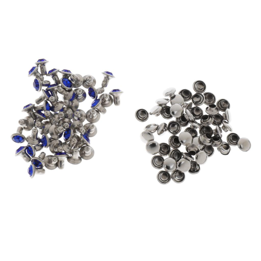 RUBYCA 100pcs 4mm CZ Crystal Rhinestone Rivets Rapid Silver Nailhead Spots Studs 
