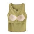 thumbnail image 5 of Lumtrix Womens Tank Tops Built In Bra Summer V Neck Sleeveless Basic Tee Ribbed Fitted Casual Shirts 2026 Trendy Clothes Yellow L, 5 of 7
