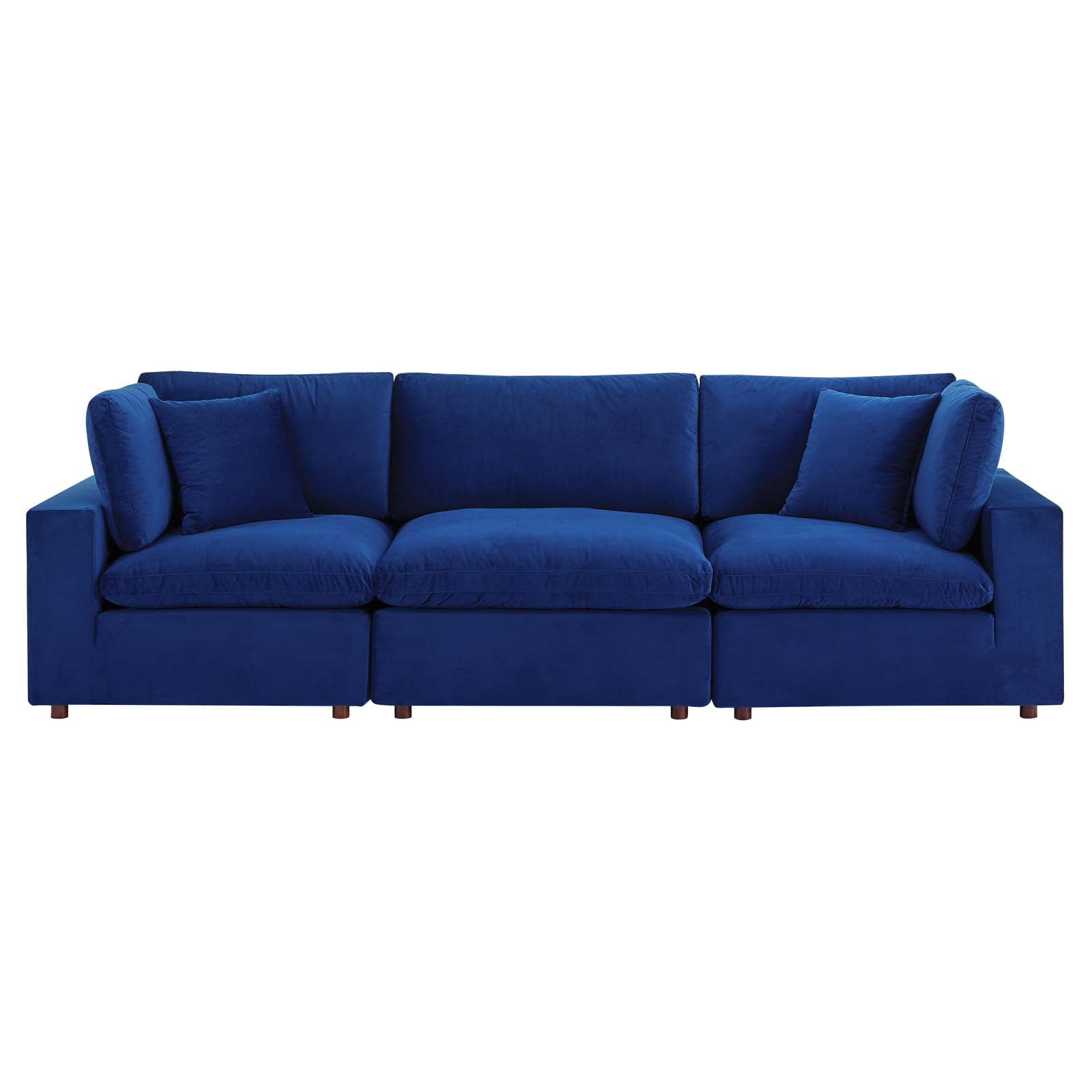 Modway Commix Down Filled Overstuffed Performance Velvet 4-Piece Sectional Sofa in Navy