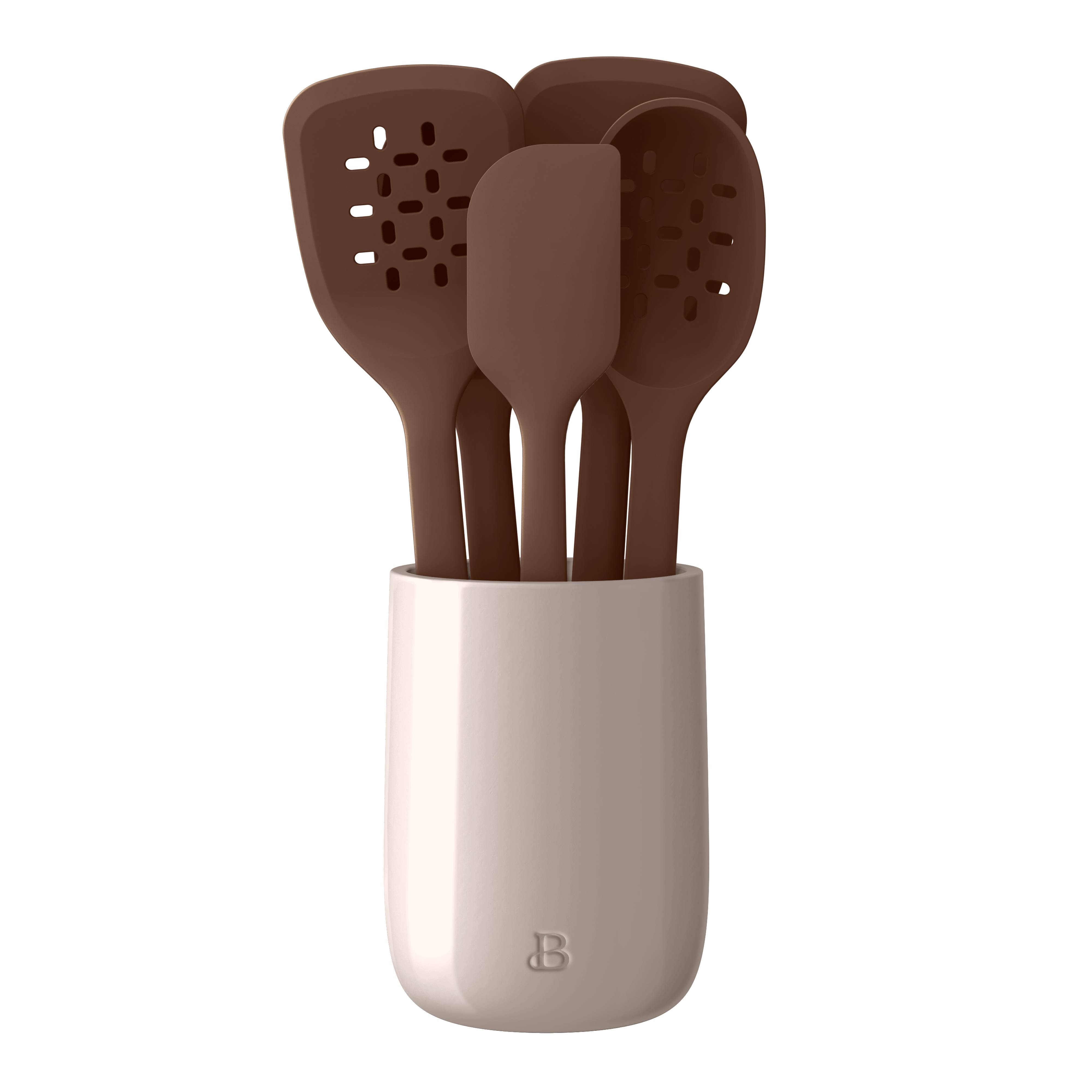 Beautiful 6-Piece Silicone Kitchen Tool Set with Crock photo 1