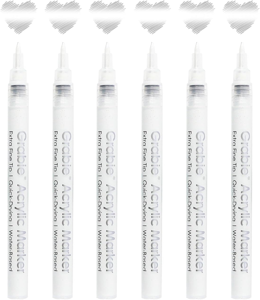 6 White Acrylic Paint Markers, 0.7mm Extra Fine Tip Acrylic Paint Pens for Drawing, Coloring Books for Adults