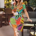 thumbnail image 3 of Rateoe Dancing African Womans Pattern Women’s Short Sleeve Dress – Casual Elegant Summer A-Line Dress for Everyday Wear, 3 of 6