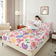 thumbnail image 4 of jejeloiu Kawaii Heart Print Twin Sheet Set (3-Piece) Valentine Graffiti Love Microfiber Decor, 4 of 7