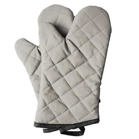 

ARCLIBER Oven Mitts 1 Pair of Quilted Lining - Heat Resistant Kitchen Gloves Flame Oven Mitt Set Grey