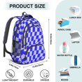 thumbnail image 3 of Blue Wavy Checkered Pattern Backpack for School, Cute School Bag with Adjustable Shoulder Straps and Padded Back, 16.9"x12.6"x5.9", 3 of 3