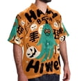 thumbnail image 2 of Halloween Font Men's Short Sleeve Spread Collar Poplin Button Down Casual Printed Summer Beach Unisex Shirts, 2 of 6