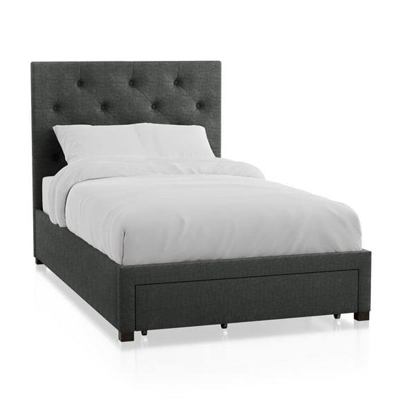 Furniture of America Bethn Transitional Fabric Storage Twin Bed in Dark Gray