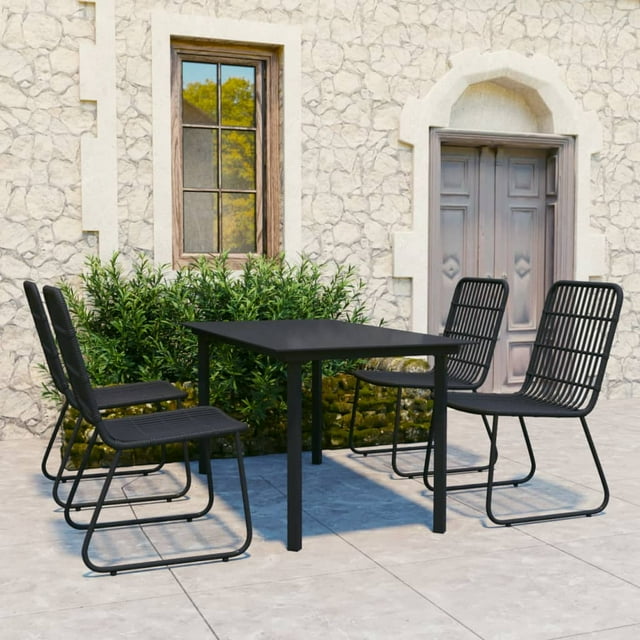 vidaXL Ensemble de Salle à Manger d'Extérieur 5 Pcs en Rotin Poly et Verre