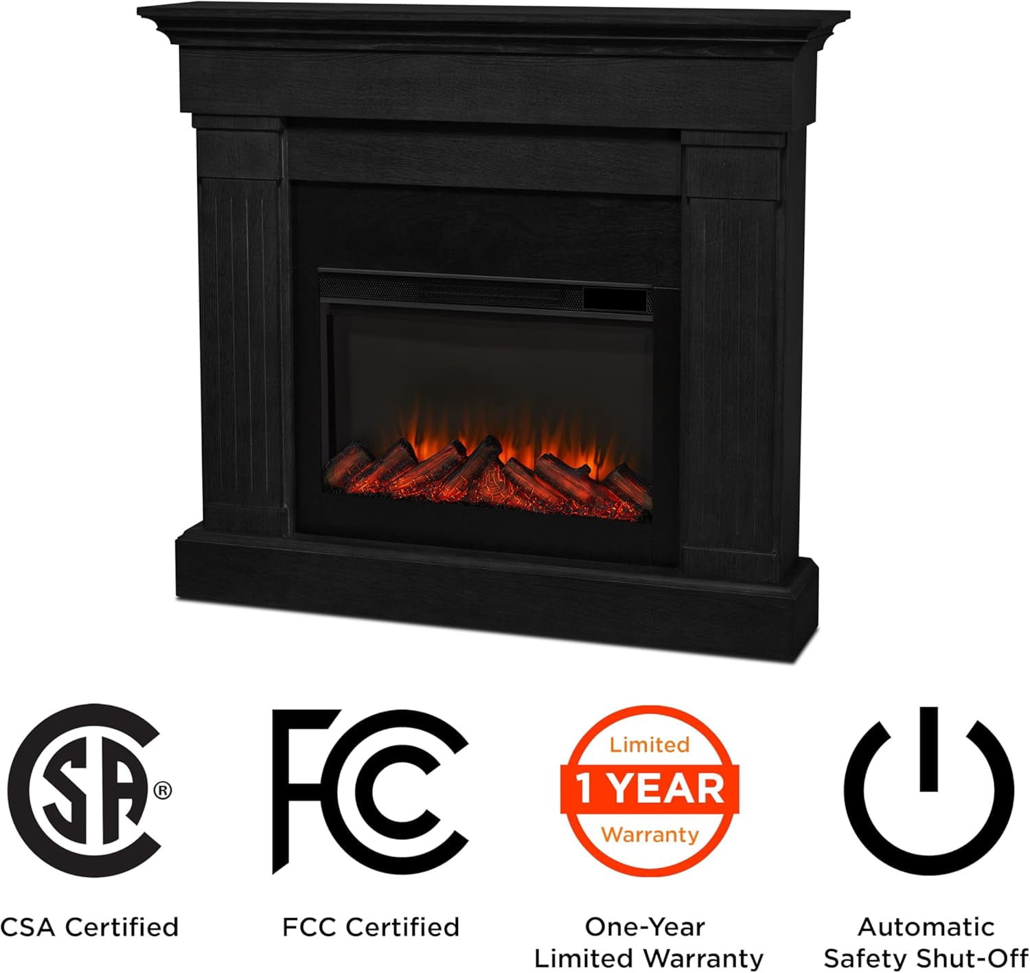 Real Flame Crawford 48" Slim Electric Fireplace in Black