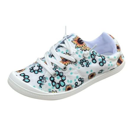 

Puawkoer Women Plantar Fasciitis Non Slip Shoes Canvas Loafers with Arch Support Orthopedic Casual Non Slip Laces Rubber Sole